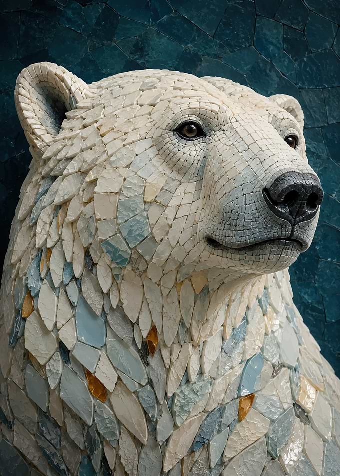 Mosaic Polar Bear Sculpture