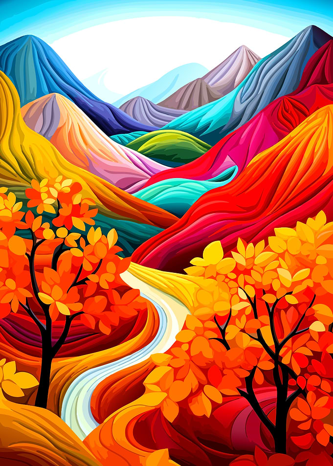 Vibrant Abstract Mountain Landscape