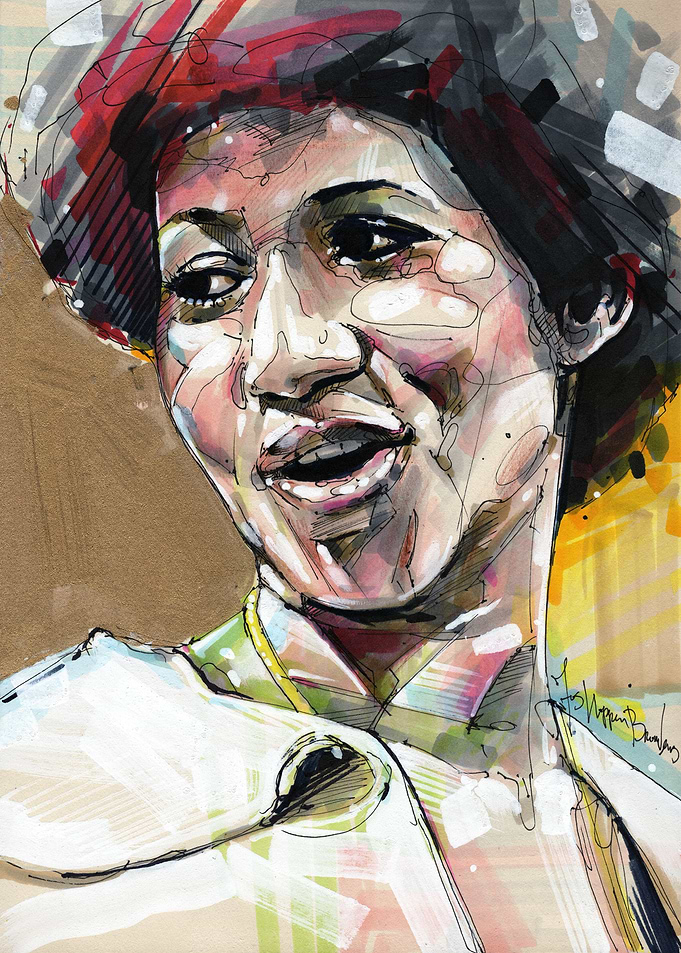 Aretha Franklin Portrait Illustration
