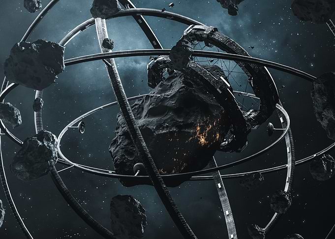 Asteroid Mining Station in Deep Space