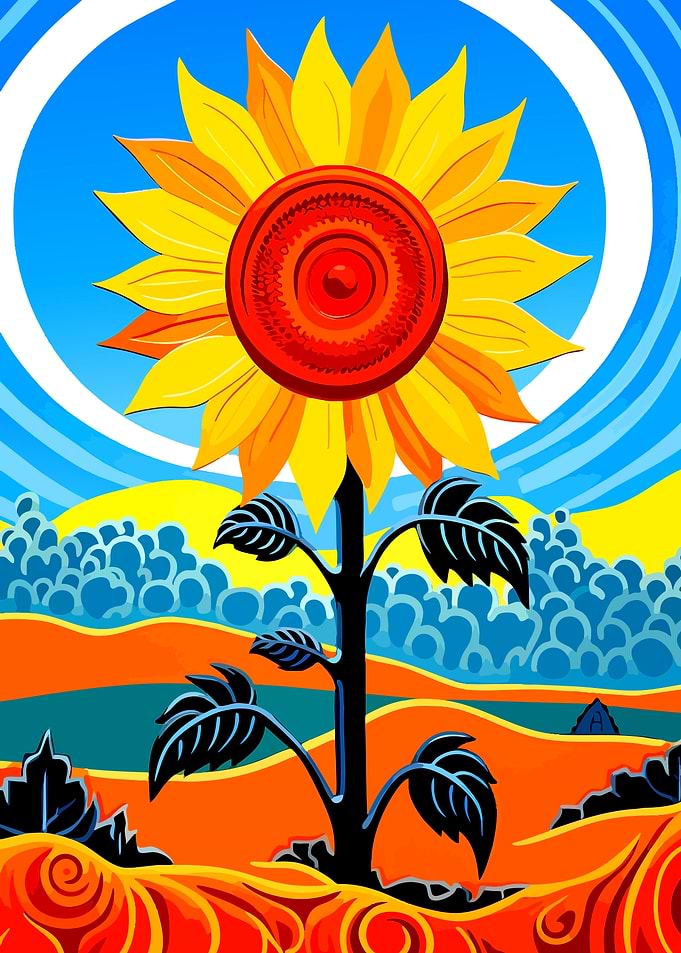 Vibrant Stylized Sunflower Illustration