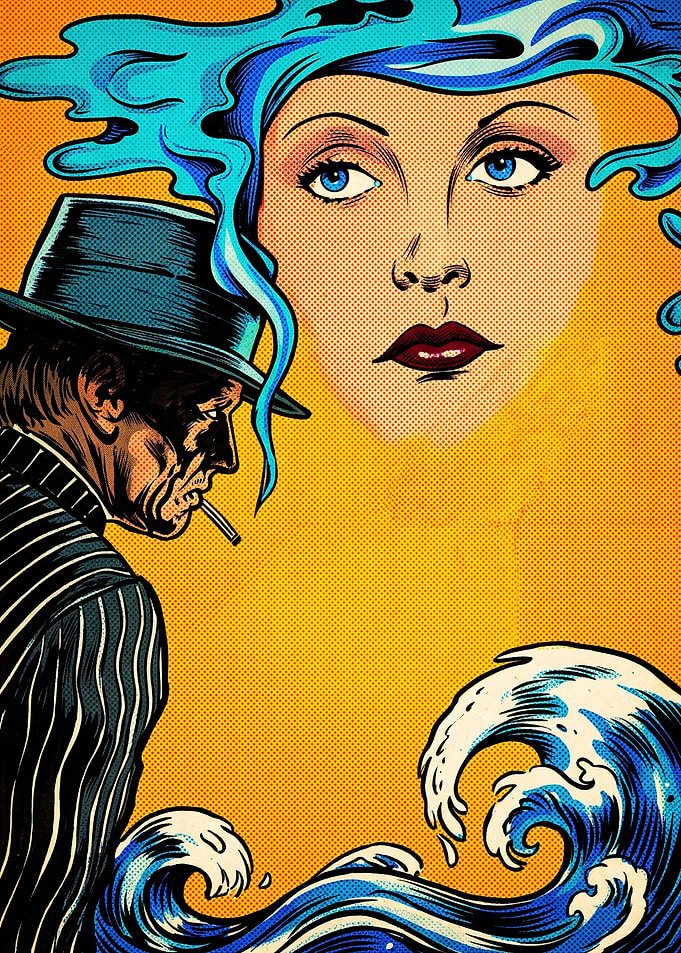 Pop Art Noir Man and Woman