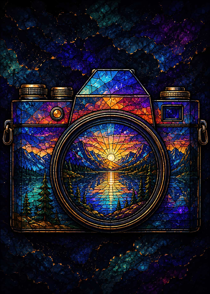 Stained Glass Camera Landscape Art