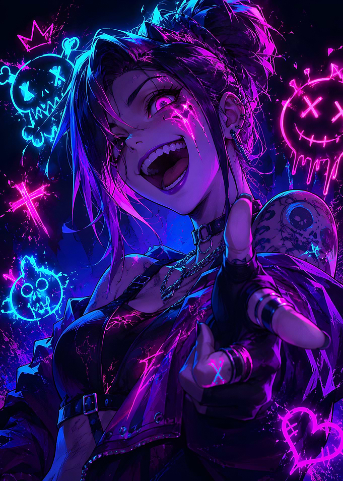 Neon Cyberpunk Anime Girl Portrait