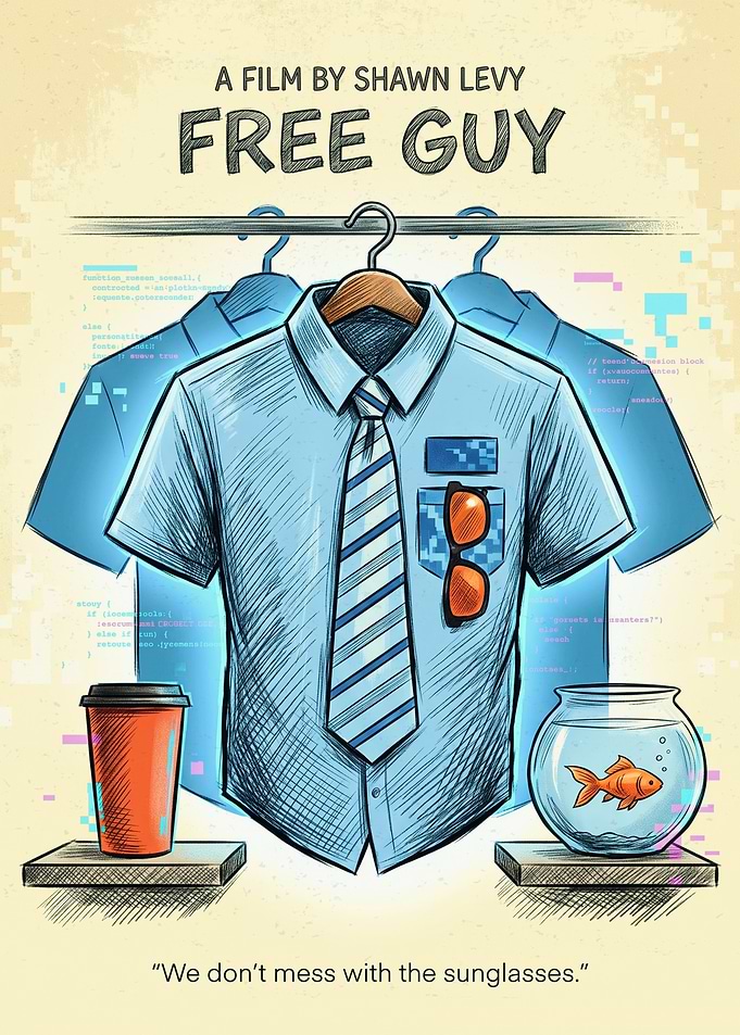 Free Guy Movie Action Comedy Vintage Wall Art