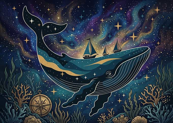 Celestial Whale Sailing Through Stars