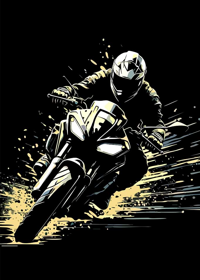 Motorcyclist Speeding Through Muddy Terrain