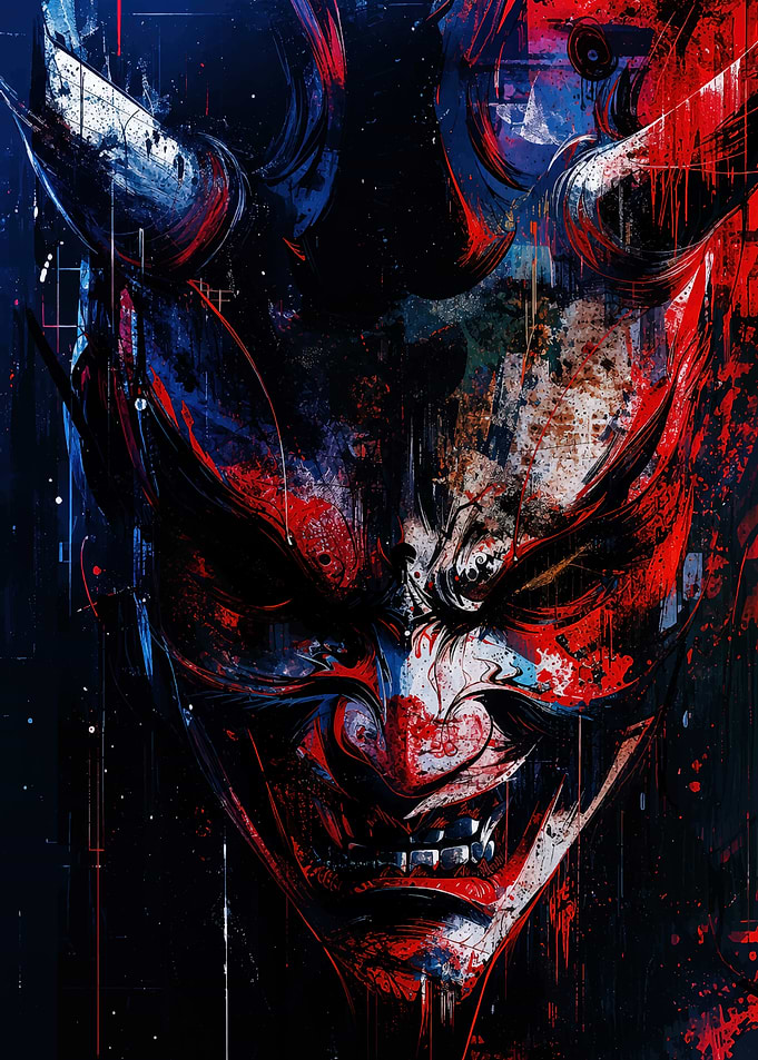 Abstract Oni Mask Digital Art