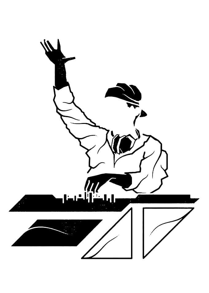 Minimalist DJ Silhouette Graphic
