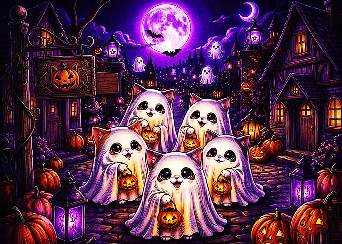 Cute Kittens Dressed as Ghosts