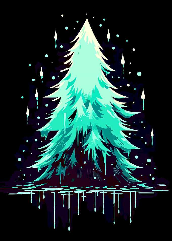 Glowing Melting Pine Tree Illustration
