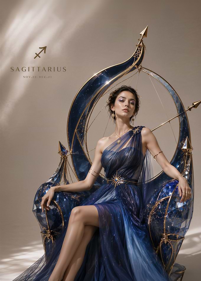 Sagittarius Zodiac Goddess Throne Portrait