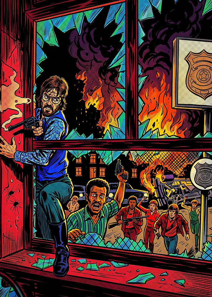 Retro Comic Style Action Scene