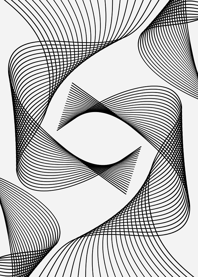 Abstract Black and White Line Art