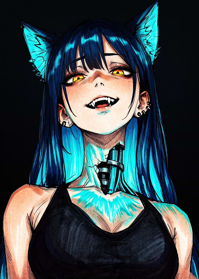 Cybernetic Cat Girl Portrait