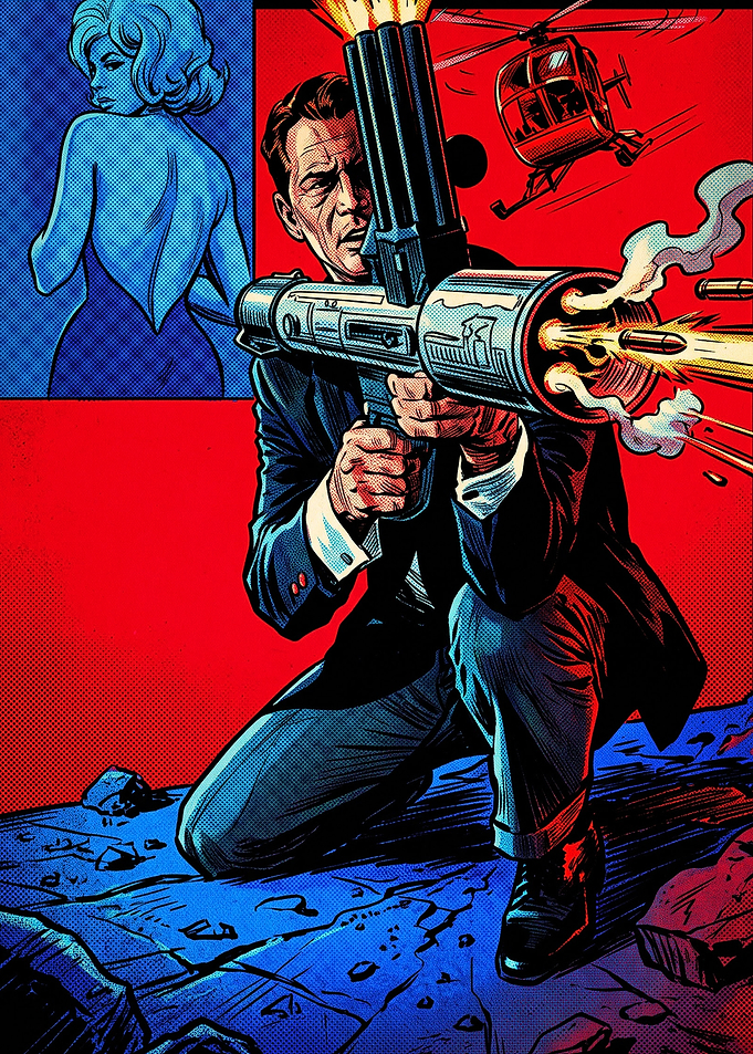 Retro Comic Book Action Scene