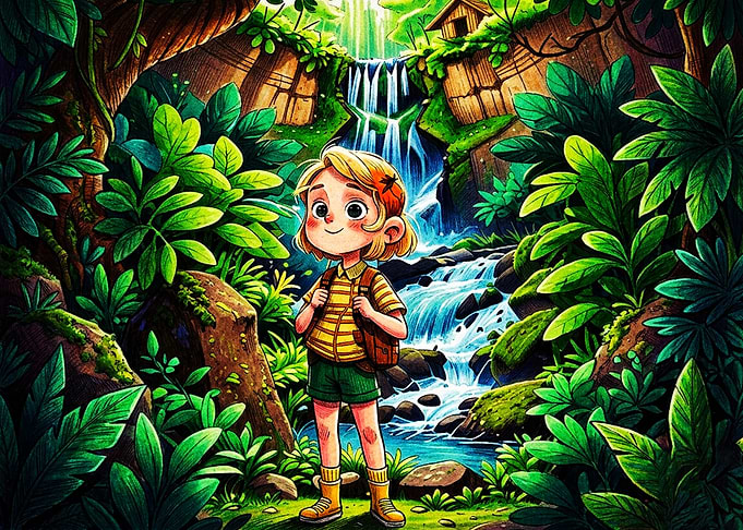 Young Explorer in Lush Jungle