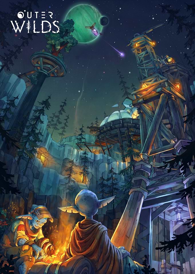 Outer Wilds campfire scene poster