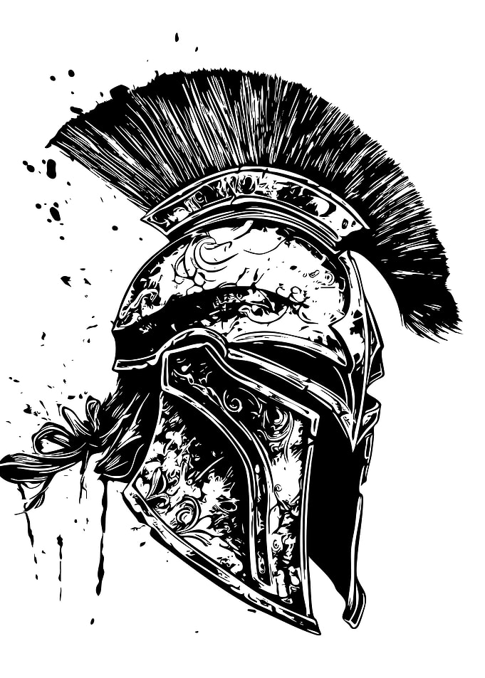 Spartan Helmet Ink Illustration