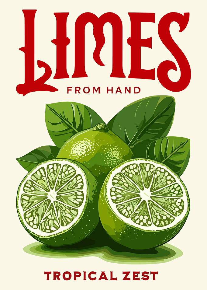 Vintage Style Limes Tropical Zest Poster