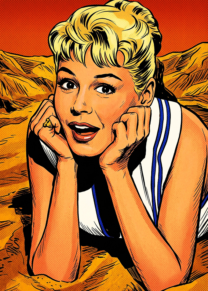 Vintage Comic Style Blonde Woman