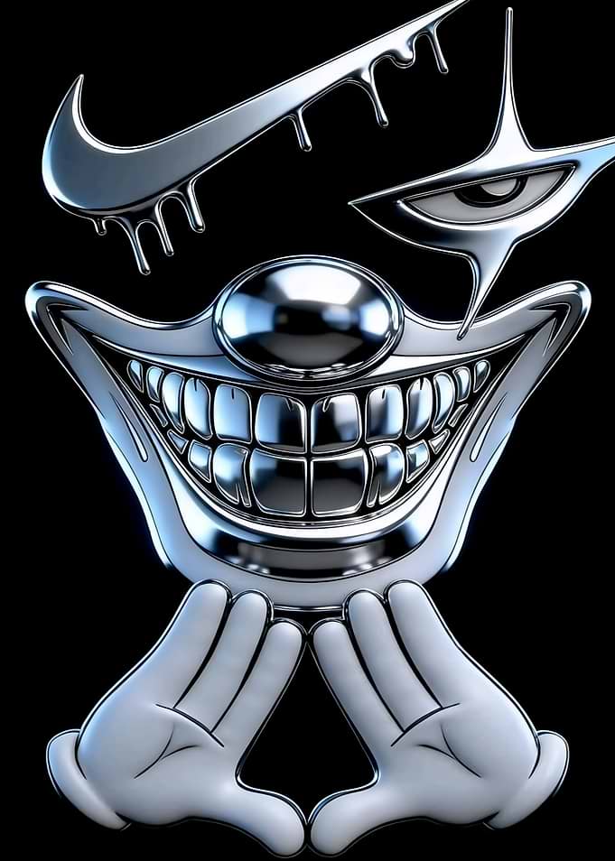 Chrome Liquid Metal Clown Graphic