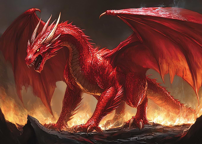 Majestic Red Fire Dragon
