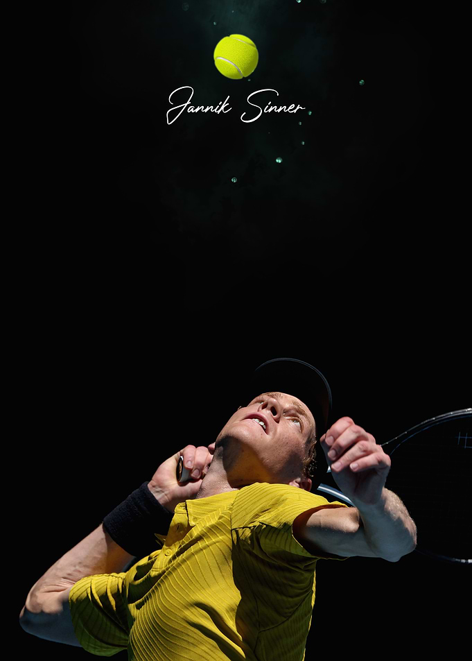 Jannik Sinner Tennis Serve Poster