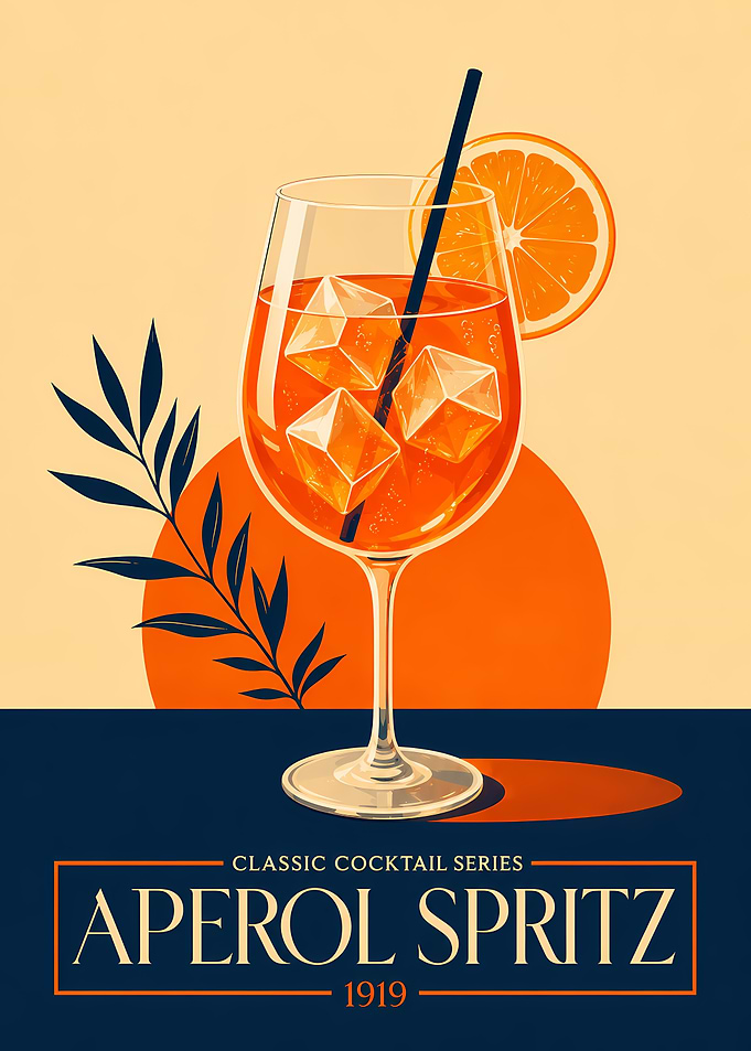 Aperol Spritz Vintage Cocktail Poster