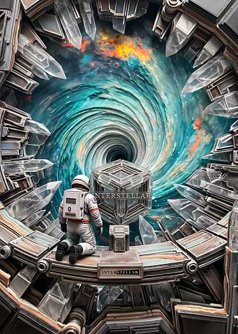 Interstellar Astronaut and Tesseract Portal