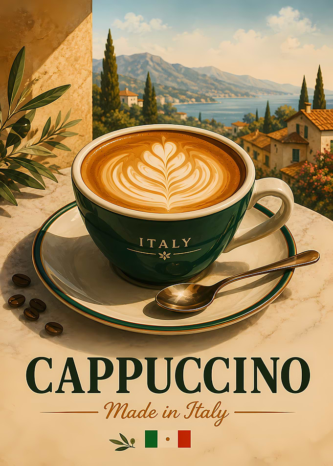Italian Cappuccino Coffee Poster
