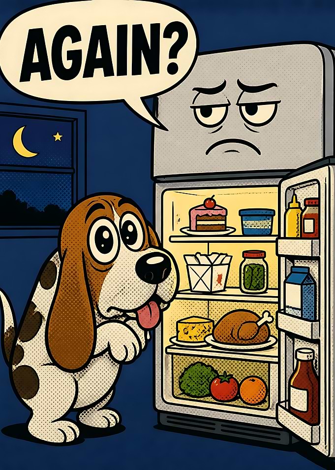 Hungry Dog and Annoyed Fridge
