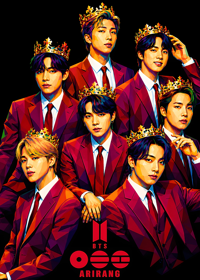 BTS Members Wearing Crowns Pop Art