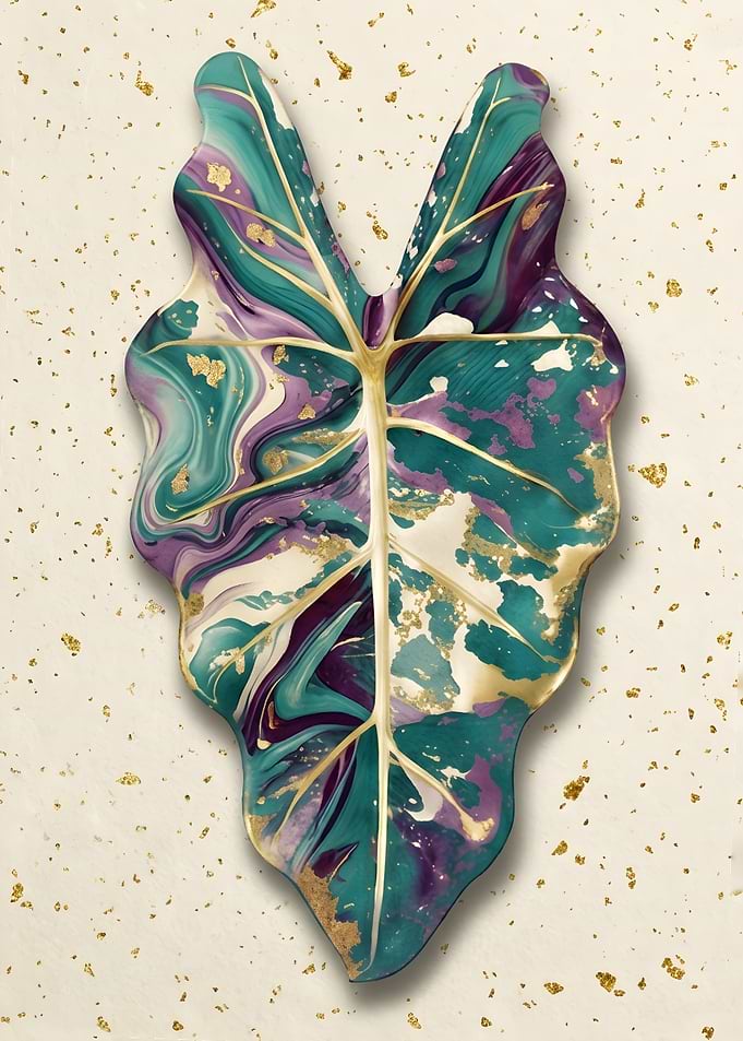 Alocasia Leaf Liquid Painting
