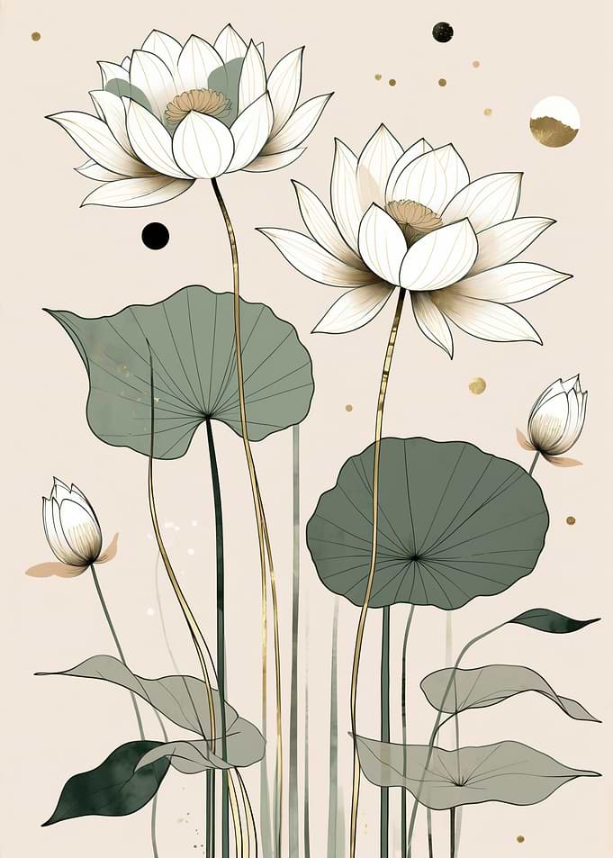 Elegant Minimalist Lotus Flower Illustration