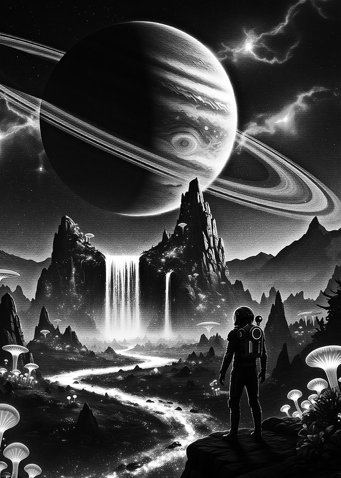 Astronaut Exploring Alien Planet Landscape