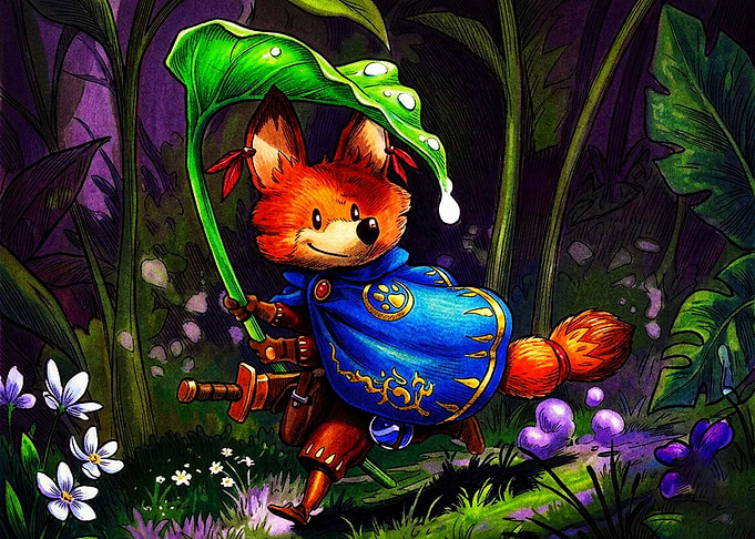 Adventurous Fox Knight in Enchanted Forest