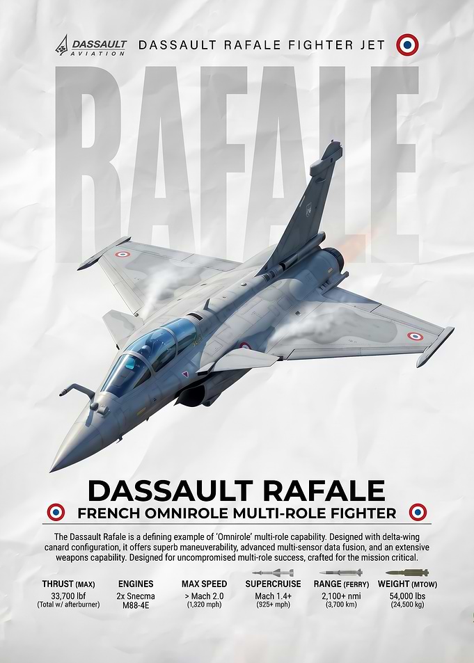 Dassault Rafale Fighter Jet Infographic Poster