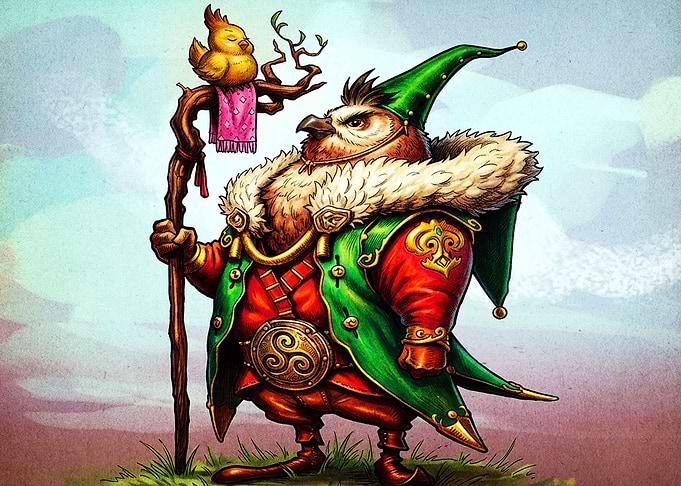 Fantasy Owl Wizard with Staff