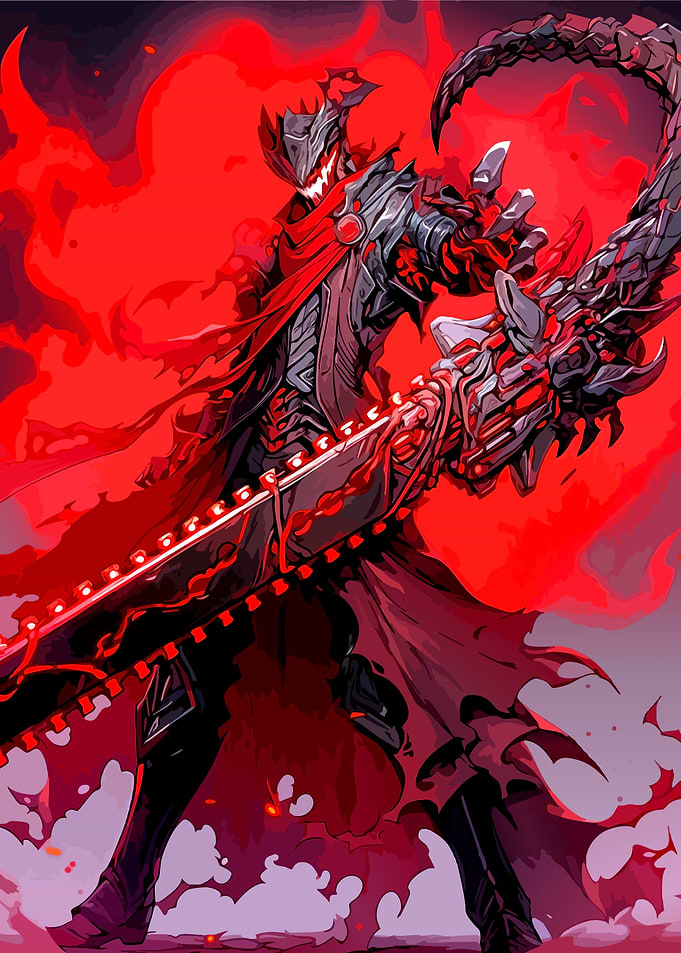 Demon Warrior with Glowing Chainsaw Sword