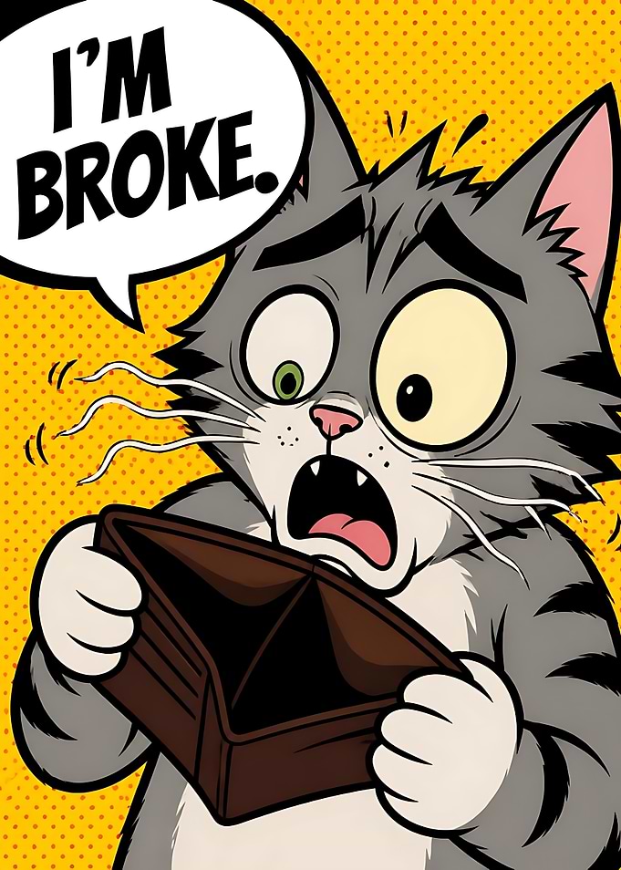 Funny Broke Cat Pop Art