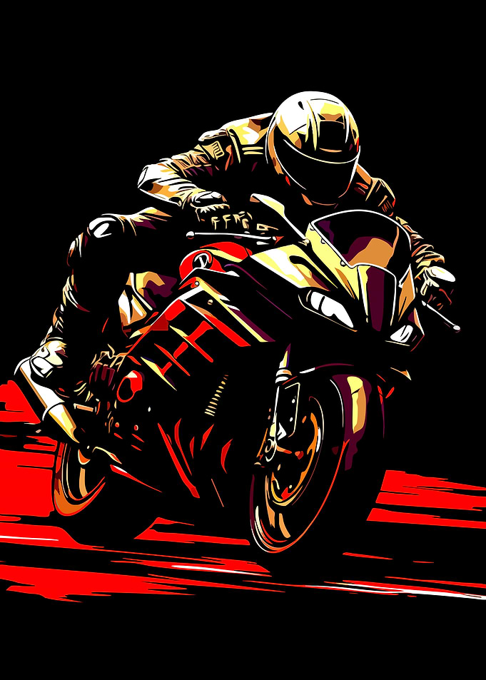 Sportbike Rider in High Speed Motion