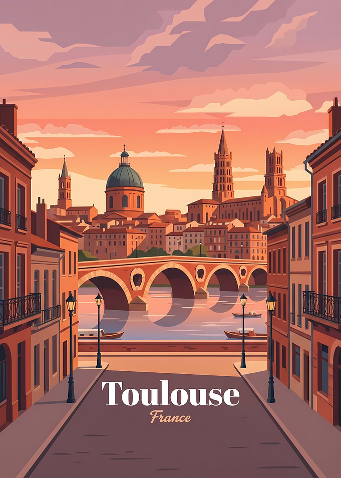 Toulouse France Vintage Travel Poster