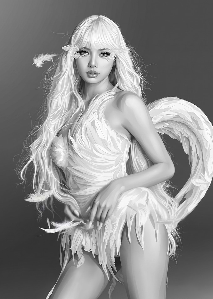 Lisa Blackpink Angelic Feather Portrait