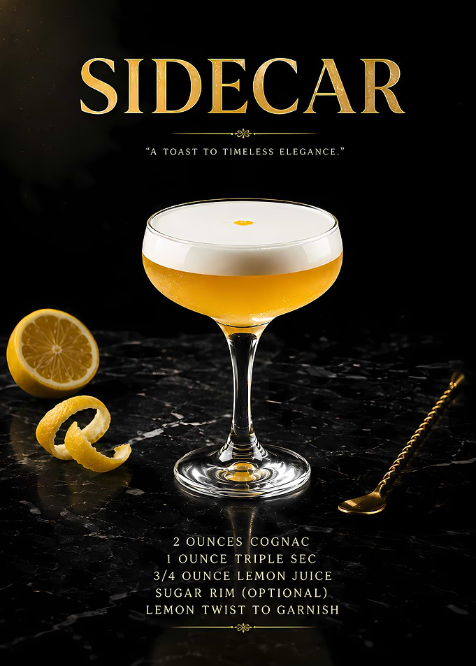 Sidecar Cocktail Recipe Poster