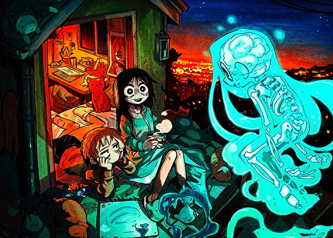 Anime characters with glowing spirit