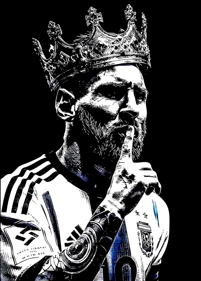 Lionel Messi King Crown Portrait