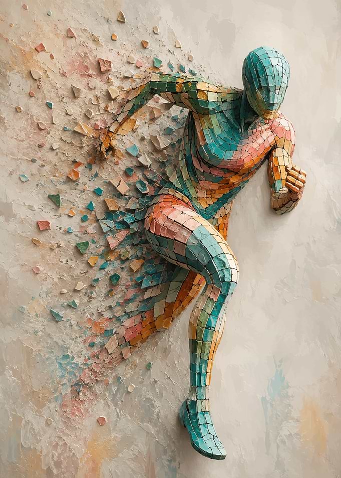 Mosaic Runner Sculpture Disintegrating