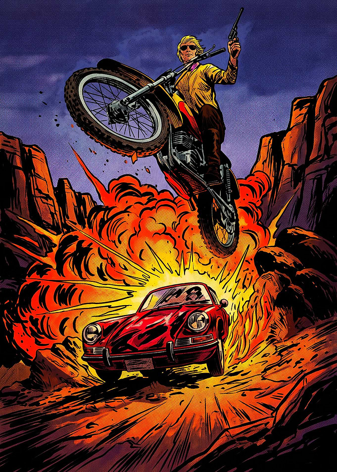 Action Comic Style Motorcycle Chase
