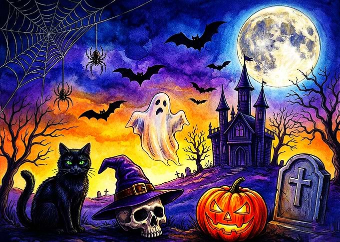 Spooky Halloween Night Scene